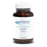 A Supplement container with the name 5-HTP (50mg) by Metabolic Maintenance.