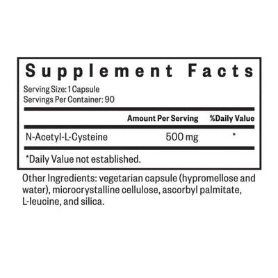 Ingredients: N-Acetyl-L-Cysteine.