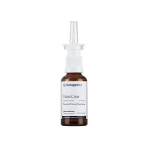 A supplement box with the name NasoClear by Metagenics.