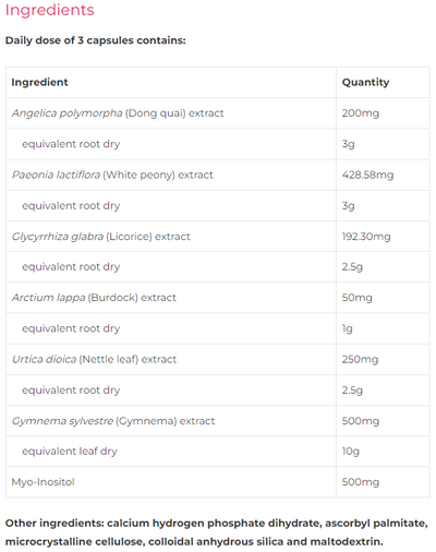 Table of contents for naturobest cycle and skin, Dong Quai, White peony, Licorice extract, Burdock, Nettle leaf, Gymnuma, Myo-inostisol