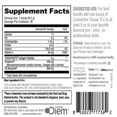 Ingredients: Vitamin C, Tendoforte Collagen Peptides, Tensaxion, CS-Bioactive.
