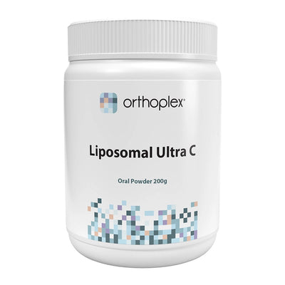 A Supplement container with the name Liposomal Ultra C by Orthoplex White.