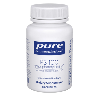 A Supplement container with the name PS100 (phosphatidylserine) by Pure Encapsulations.