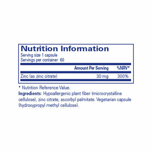 Ingredients: Zinc (as Zinc Citrate) 