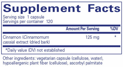 Text describing the ingredients: Cinnamon (Cinnamomun cassia)  extract (dried bark)