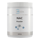 Image of a white supplement bottle that says RN labs  NAC Powder 100g 