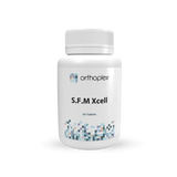 A Supplement container with the name S.F.M Xcell by Orthoplex White.