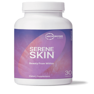 A Supplement container with the name Serens Skin by Microbiome Labs