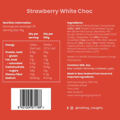 Ingredients
Protein Blend [Whey Protein Concentrate (Milk), Milk Protein Concentrate, Whey Protein Isolate (Milk)], IMO Syrup, Brown Rice Syrup, Glycerine, Cocoa Soy Crisps (Soy Protein Isolate, Cocoa, Tapioca Starch), Compound Chocolate (10%) [Sugar, Vegetable Fat, Milk Powder, Cocoa Powder, Emulsifiers (Soy Lecithin, 476, 492), Natural Flavourings], Inulin, Sunflower Oil, Emulsifier (Sunflower Lecithin), Natural Flavourings.

Contains: Milk, Soy
May Contain: Almonds, Cashews, Lupin