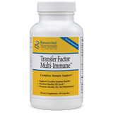 A supplement bottle with a yellow label called Transfer Factor Multi-Immune by Research Nutritionals