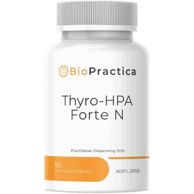 A Supplement container with the name Thyro-HPA Forte N by Bio-Practica 