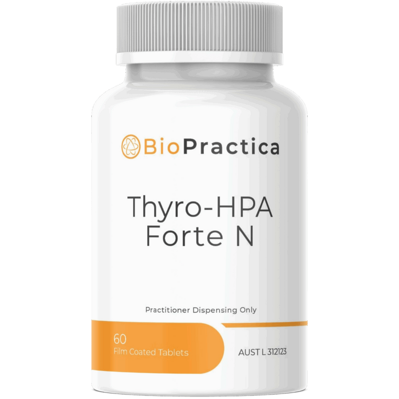 A Supplement container with the name Thyro-HPA Forte N by Bio-Practica 