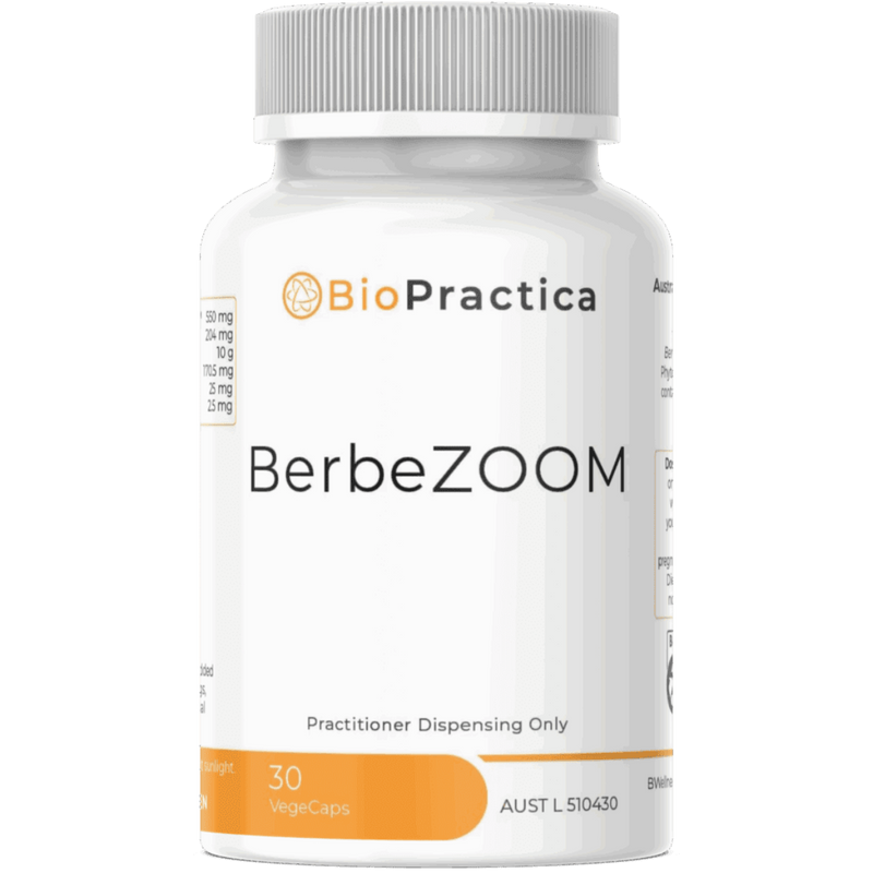 A Supplement container with the name BerbeZOOM by BioPractica.
