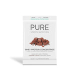 A Supplement container with the name Whey Protein Concentrate (Chocolate) by Pure Sports Nutrition.