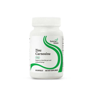 A Supplement container with the name Zinc Carnosine by Seeking Health.