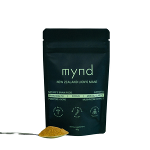 A Supplement pouch with the name New Zealand Lion's Mane powder (Nature's Brain Food) by mynd.
