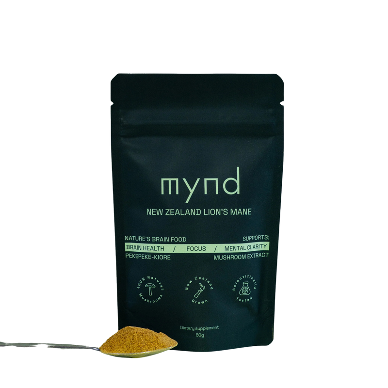 A Supplement pouch with the name New Zealand Lion's Mane powder (Nature's Brain Food) by mynd.