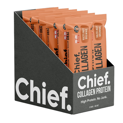 A Box of 12 Supplement bars (Hazelnut Brownie) by Chief Nutrition