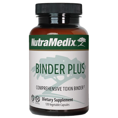 A supplement container with the name Binder Plus by NutraMedix