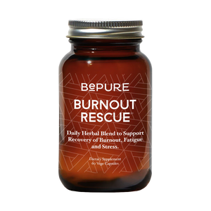 A Supplement container with the name BePure Burnout Rescue by BePure.