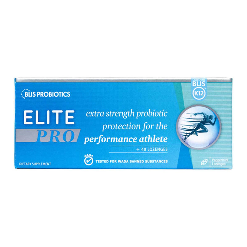 A Supplement container with the name ElitePro by Blis Probiotics (Pacific Health)