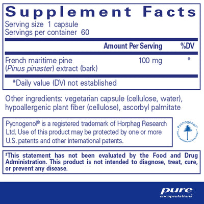 Ingredients: French maritime pine (pinus pinaster) extract (bark) 100mg