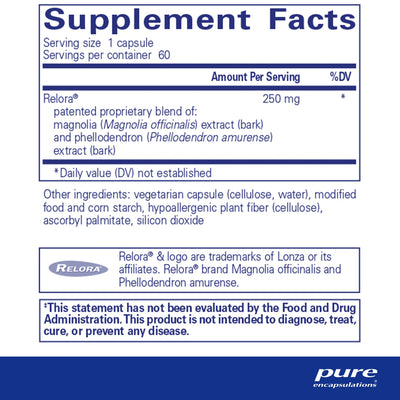 Ingredients: Relora 250mg