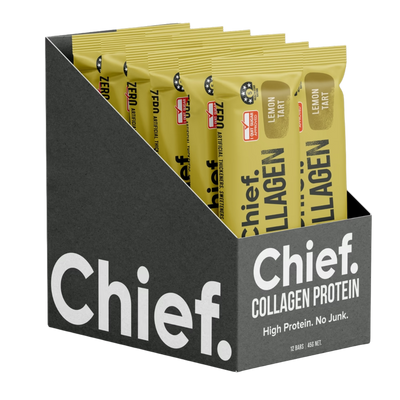 A Box of 12 Supplement bars (Lemon Tart) by Chief Nutrition.