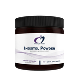 Image of a white supplement bottle that says designs for health inositol powder supports restful sleep dietary supplement Net w 250g 