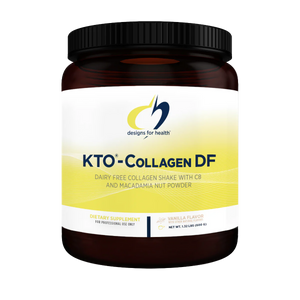 A Supplement container with the name KTO - Collagen DF by Design for Health.