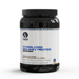 A Supplement container with the name Hydrolyzed ISO-Whey Protein by Designs for Sport.