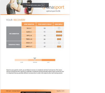 An additional page from the DNA Sport sample report