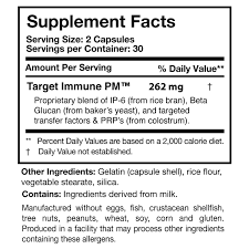 A list of the ingredients including ip-6, Beta Glucan, PRP, Colostrum