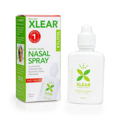 A Nasal Spray bottle with the name Nasal Spray by Xlear.
