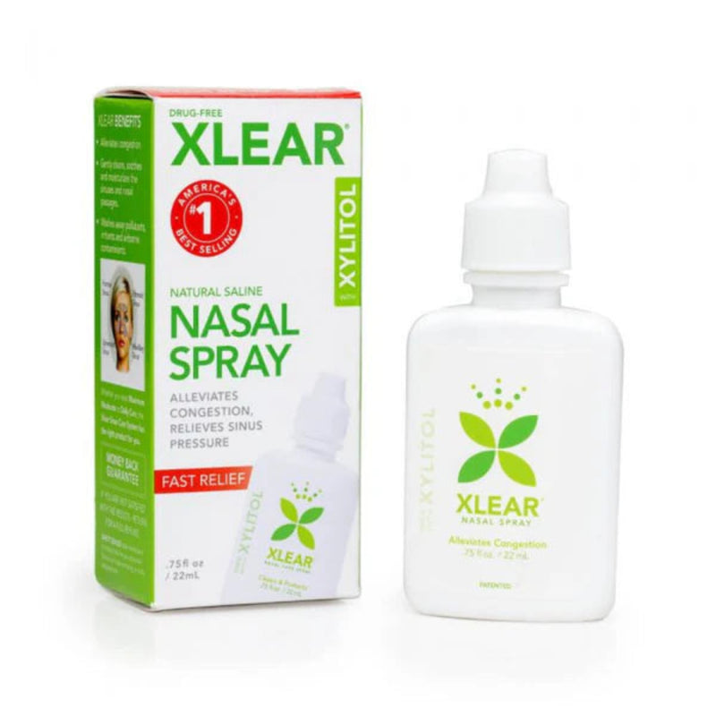 A Nasal Spray bottle with the name Nasal Spray by Xlear.