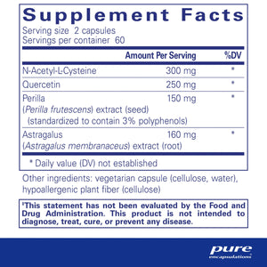 Ingredients: N-Acetyl-L-Cysteine, Quercetin, Perilla, Astragalus.