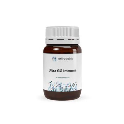 A Supplement container with the name Ultra GG Immune by Orthoplex White 