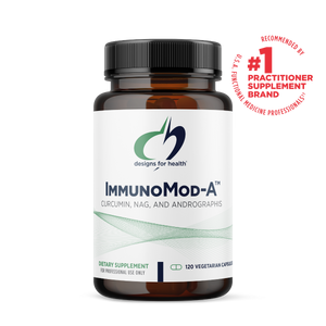 A Supplement container with the name ImmunoMod-A by Designs for Health
