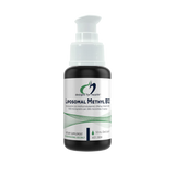 A white suppelment bottle that says designs for health liposomal methyl b12 50ml oral liquid 