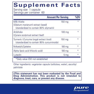 Ingredients: Milk thistle, Artichoke, Turmeric, N-Acetyl-L-Cysteine, Alpha Lipoic acid, Luteolin.