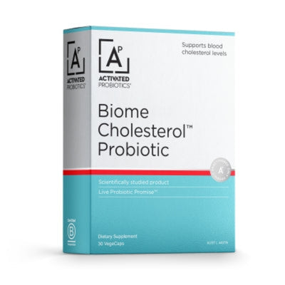 A Supplement box with the name Biome Cholesterol Probiotic by Activated Probiotics