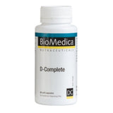A Supplement container with the name D-Complete by BioMedica.