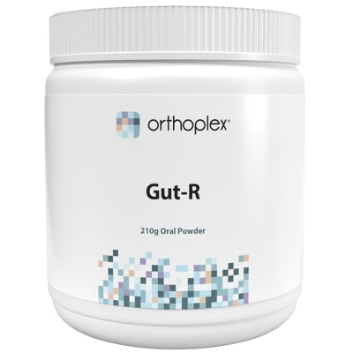 A Supplement container with the name Gut-R by Orthoplex White