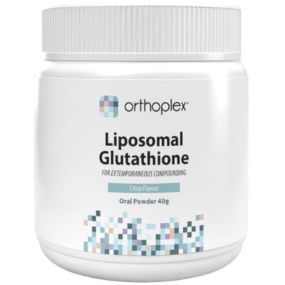 A Supplement container with the name Liposomal Glutathione by Orthoplex White