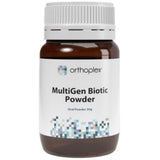 A Supplement container with the name MultiGen Biotic powder by Orthoplex White. 
