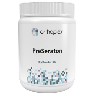A Supplement container with the name PreSeraton by Orthoplex White.