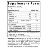 Text describing the ingredients: Vitamin D3, Total Omega-3s, EPA (Eicosapentaenoic Acid), DHA (Docosahexaenoic Acid). 