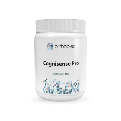 A Supplement container with the name  Cognisense Pro by Orthoplex
