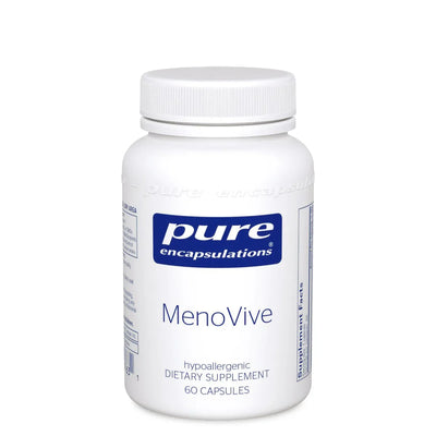 A Supplement container with the name MenoVive by Pure Encapsulations.