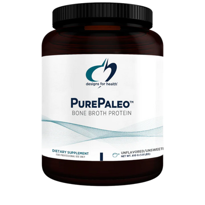 A Supplement container with the name PurePaleo Bone Broth Protein (Unflavored) by Designs for Health.